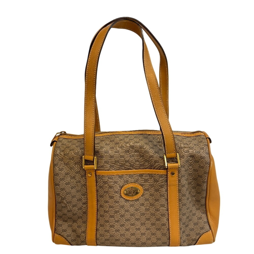 GUCCI 1468 Old Gucci Handbag Micro GG Boston Bag Suitcase Brown